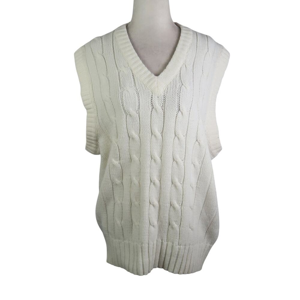 Vintage Umbro Cream Cable Knit Sweater Vest Mens Large